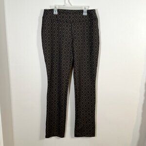 Soft Surroundings Black Ponte Gold Filigree Knit Pull-On Pants Size Tall Medium